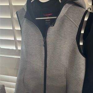 Gerry Weber Gray Sleeveless Hooded Zip Vest with Black Trim